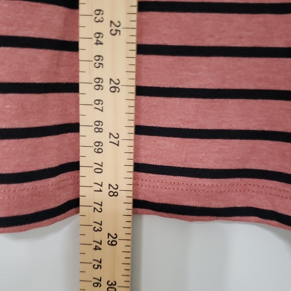Plus Size NWT Women's Boxy Top 4X Pink Black Striped V-neck Casual Relaxed New - Picture 6 of 11